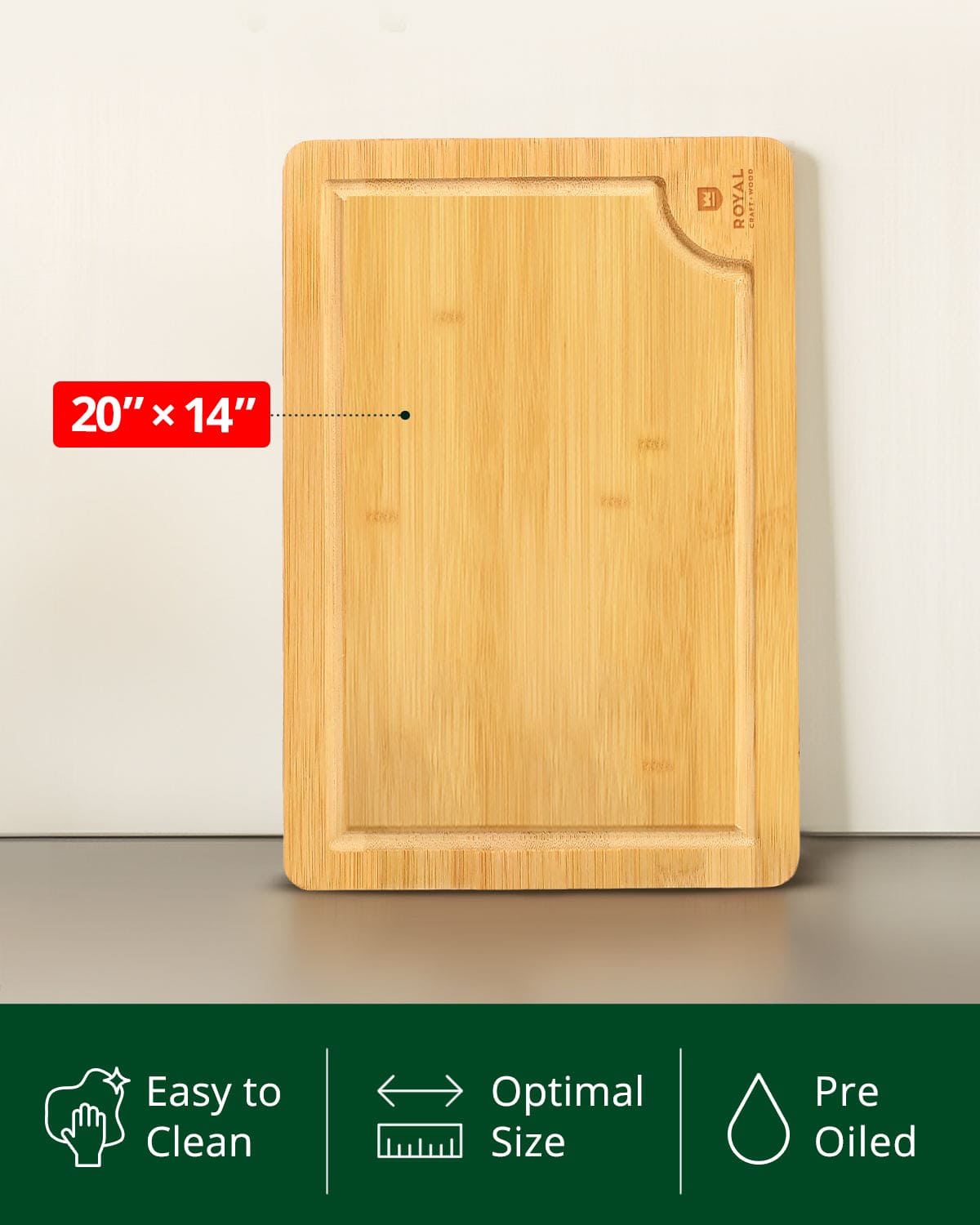 Extra large rectangular wooden cutting board with a built-in juice groove and natural wood finish — view 3