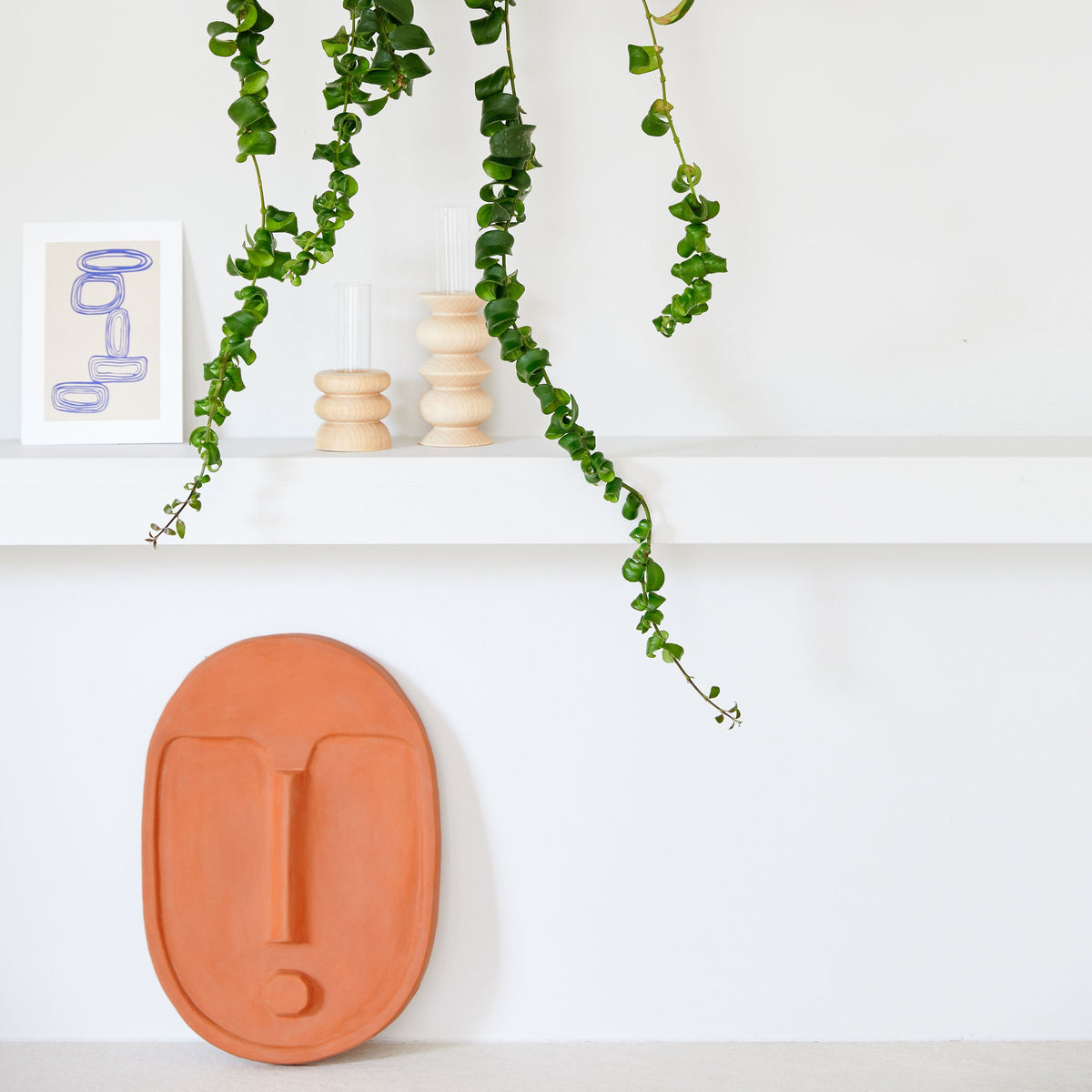 Ceramic Decorative Wall Mask - Terracotta Orange-1