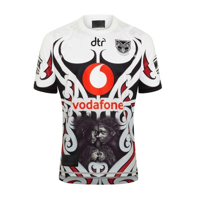 Mens short sleeve Vodafone Warriors Indigenous rugby jersey in lightweight breathable polyester fabric — view 4