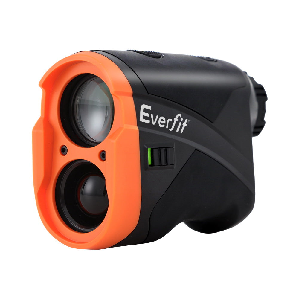 Orange and black golf laser rangefinder with digital lens and carry bag — view 4
