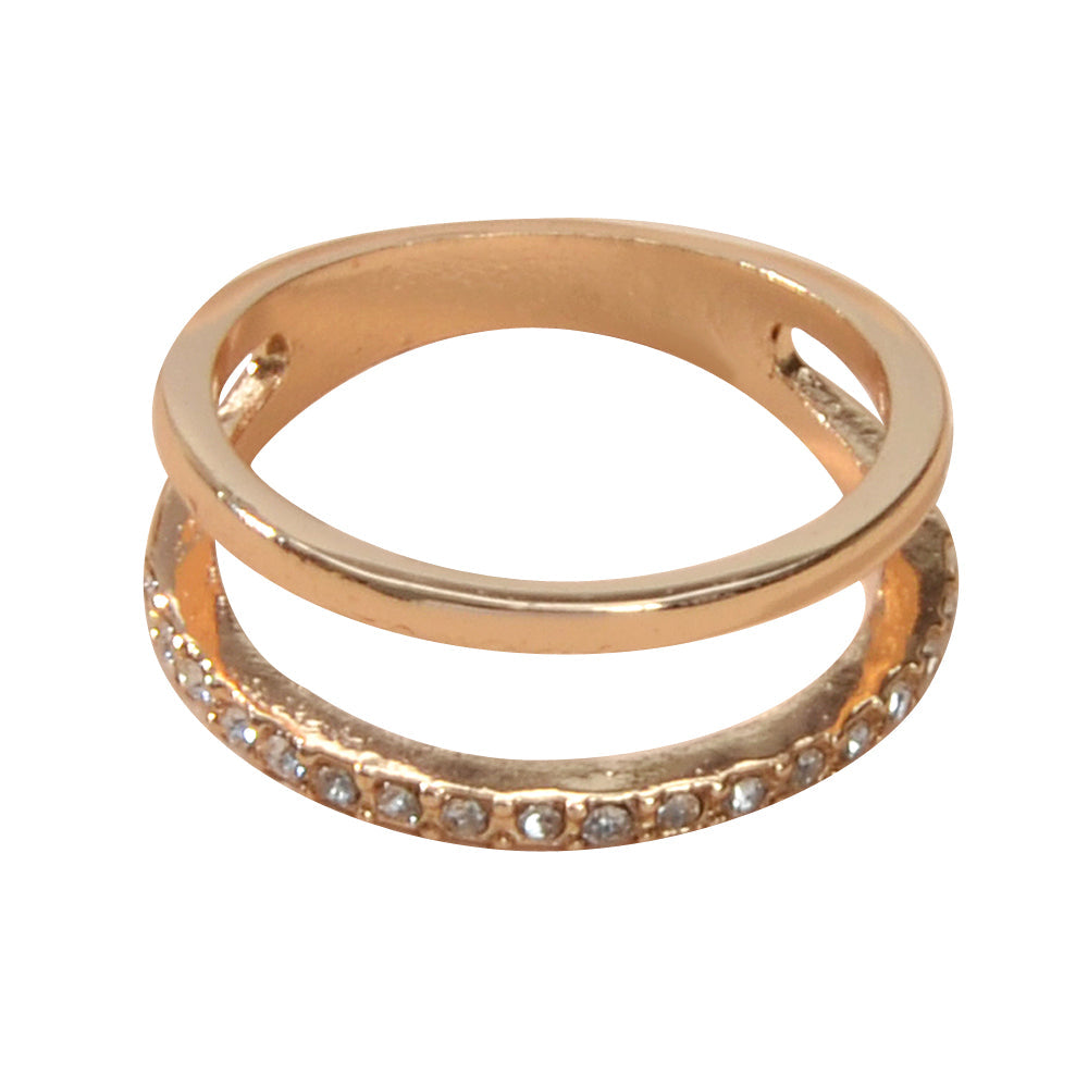 Gold tone rhinestone eternity ring with sparkling stones for women's fashion and wedding jewelry — view 5