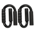 Black steel S-shape push-up handles with sweat-absorbent foam grips for upper body workouts