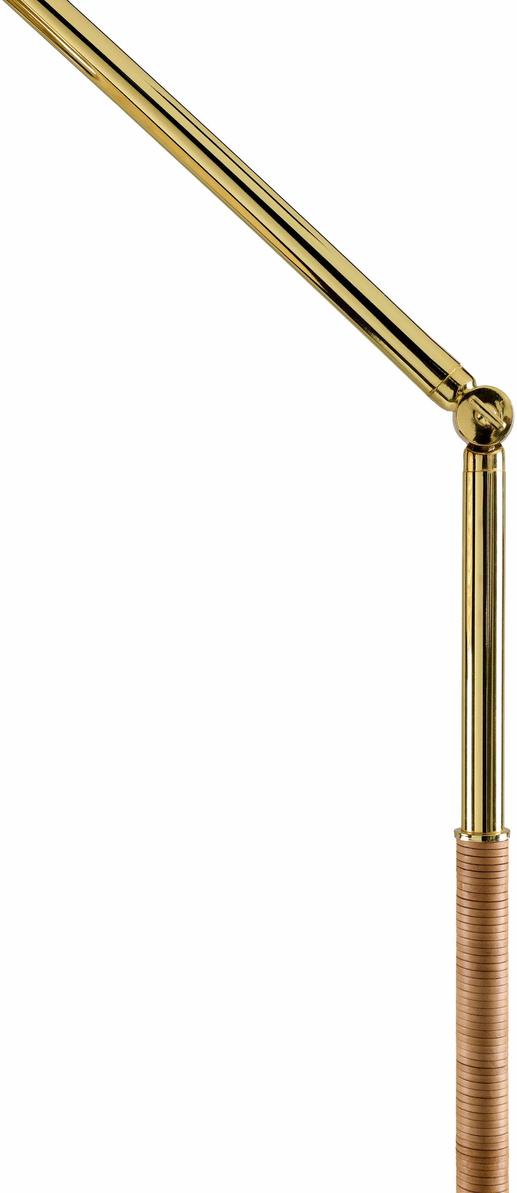 Renigunta contemporary floor lamp featuring a metallic brass iron base and natural beige woven jute shade — view 3