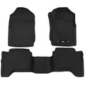Black custom moulded 3D rubber car floor mats for Ford Ranger dual cab front and rear