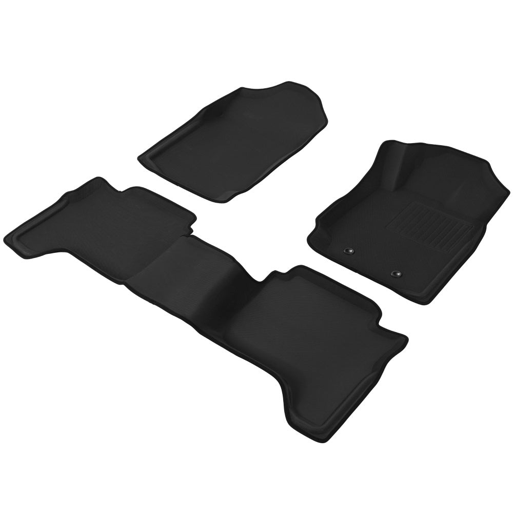 Black custom moulded 3D rubber car floor mats for Ford Ranger dual cab front and rear — view 2