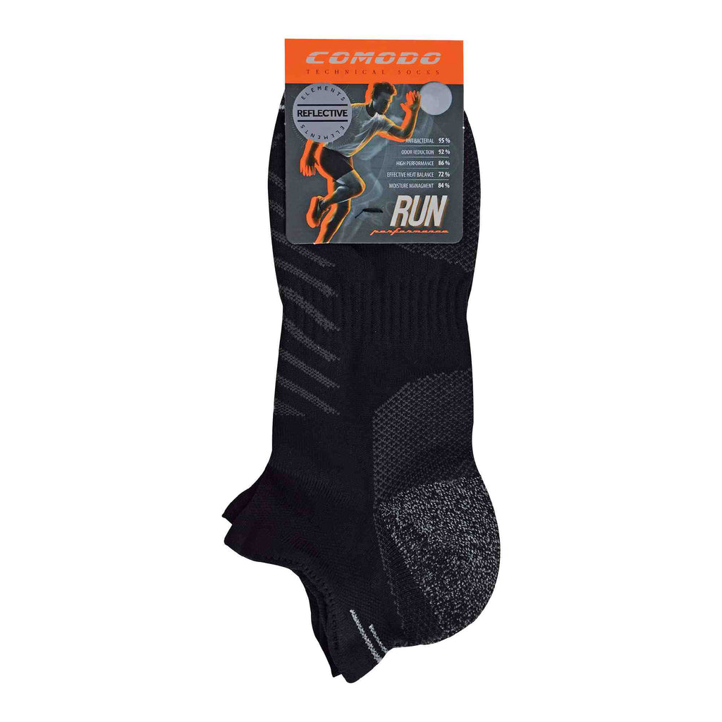 Reflective Coolmax running socks in high visibility colors featuring low cut ankle and reinforced heel — view 2
