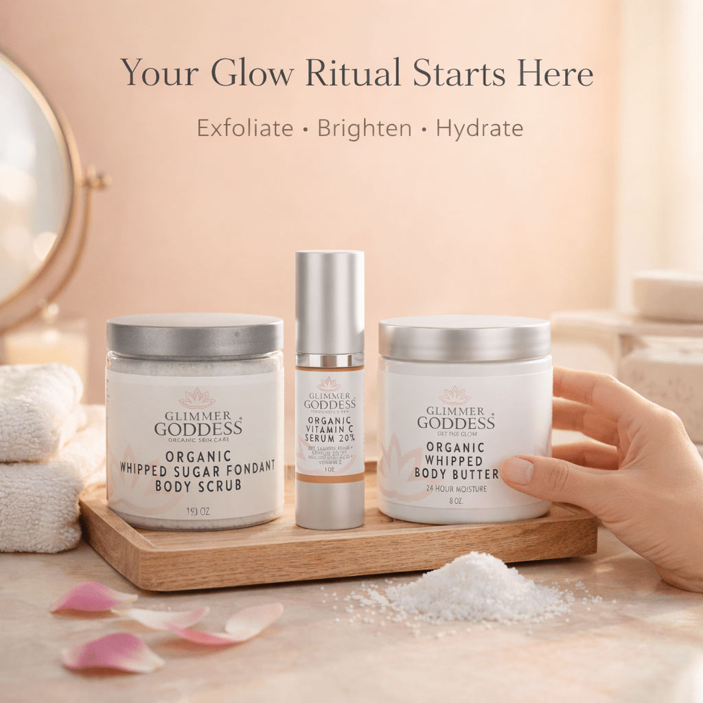 Organic skincare gift set including vitamin C serum, whipped sugar scrub, and hydrating body butter — view 2