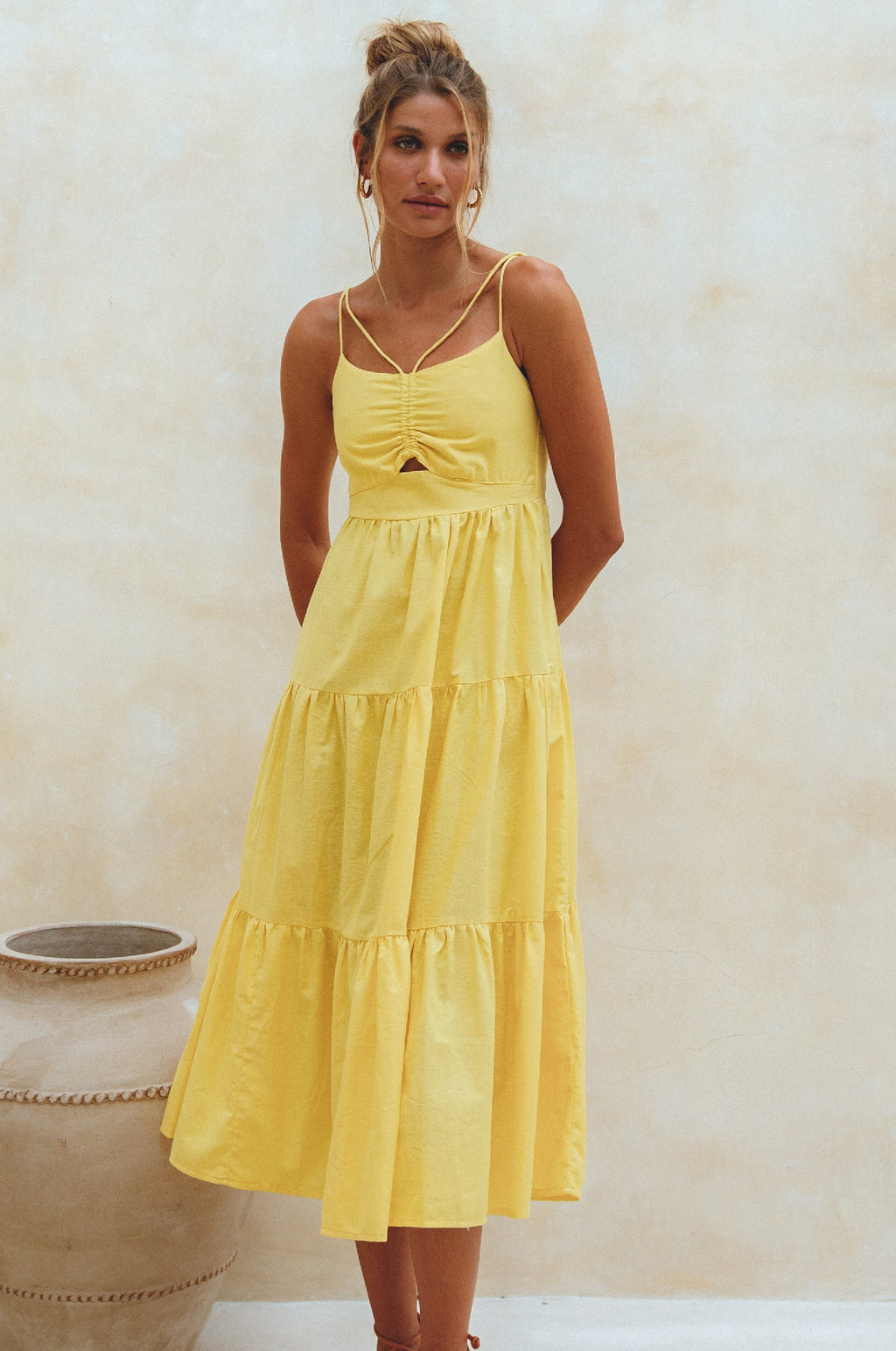 Rafaela Strappy Linen Midi Dress (Sale)-3