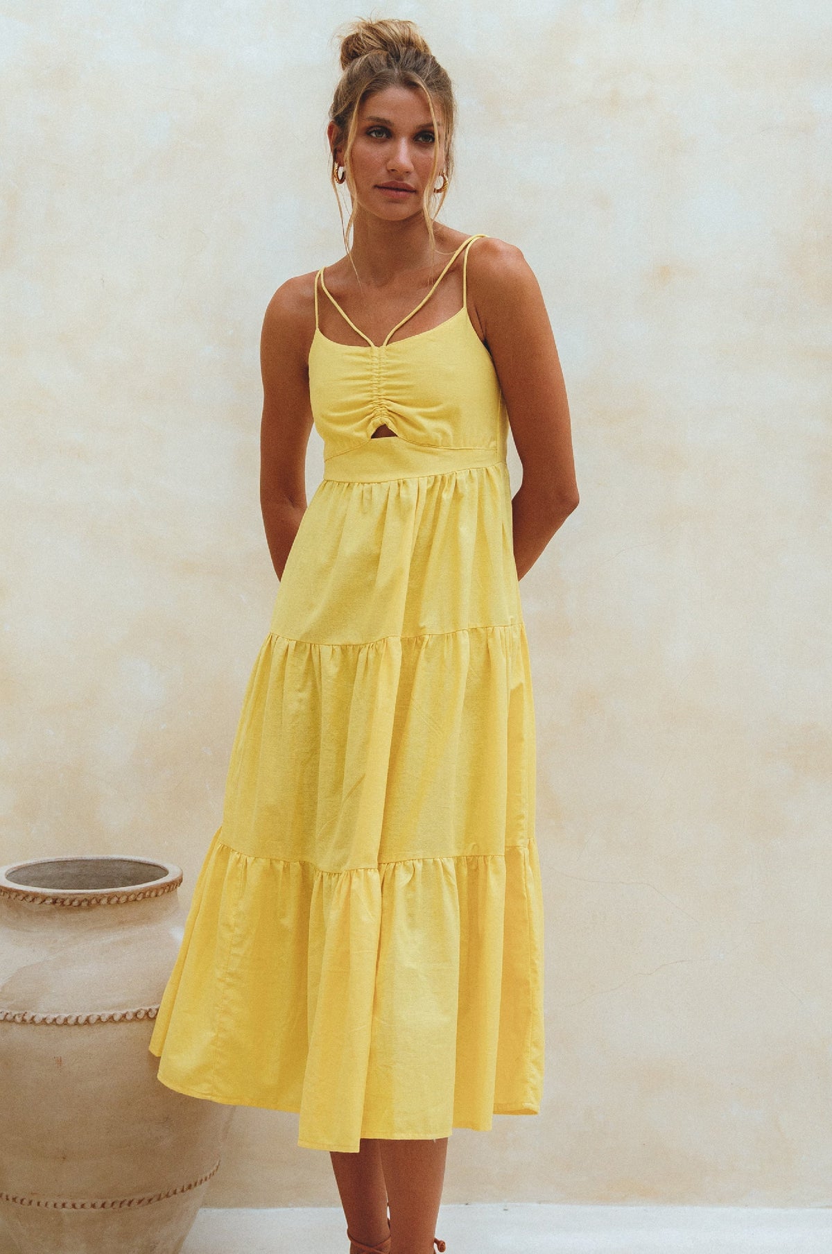 Rafaela Strappy Linen Midi Dress (Sale)-3