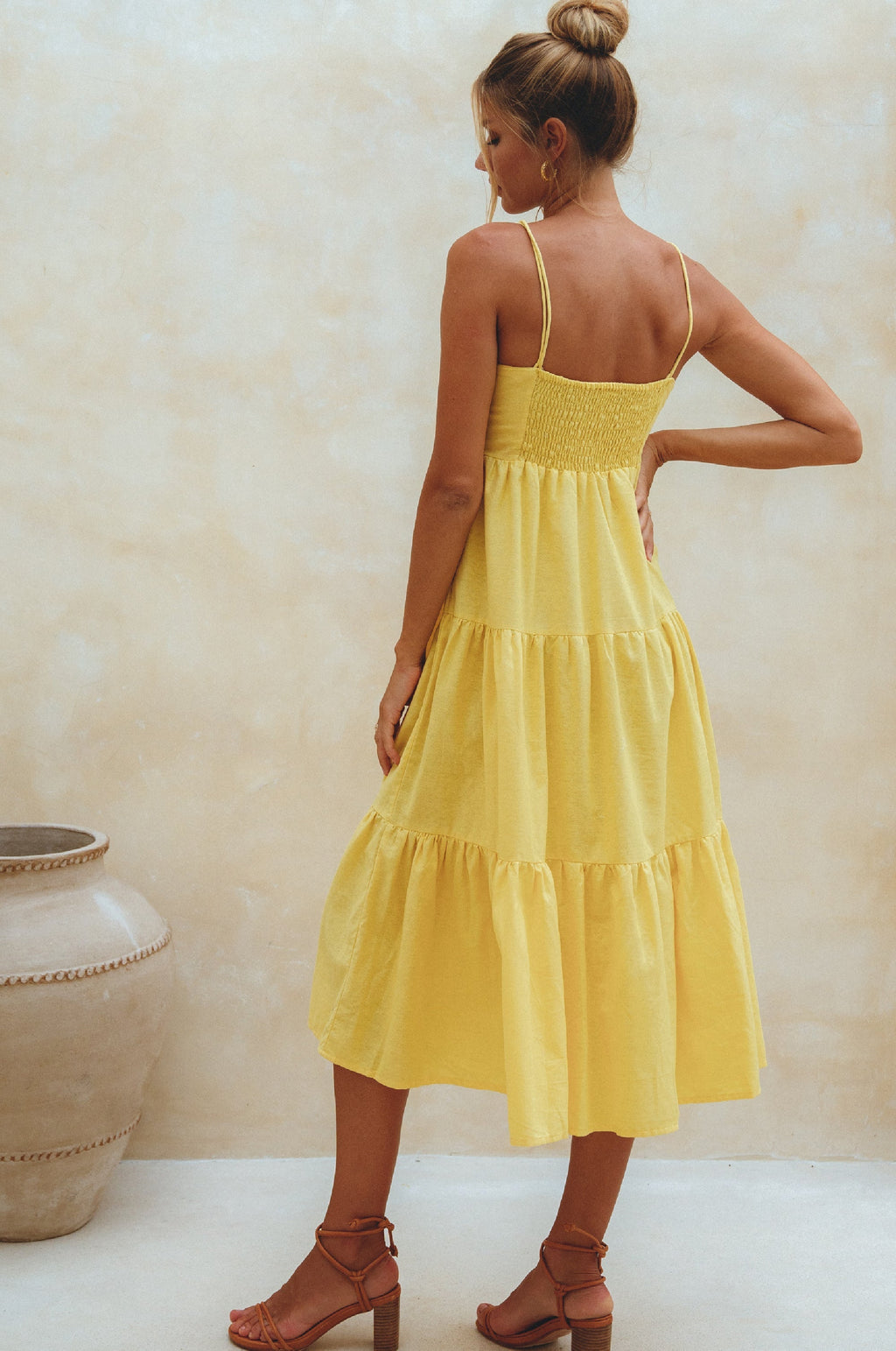 Rafaela Strappy Linen Midi Dress (Sale)-2