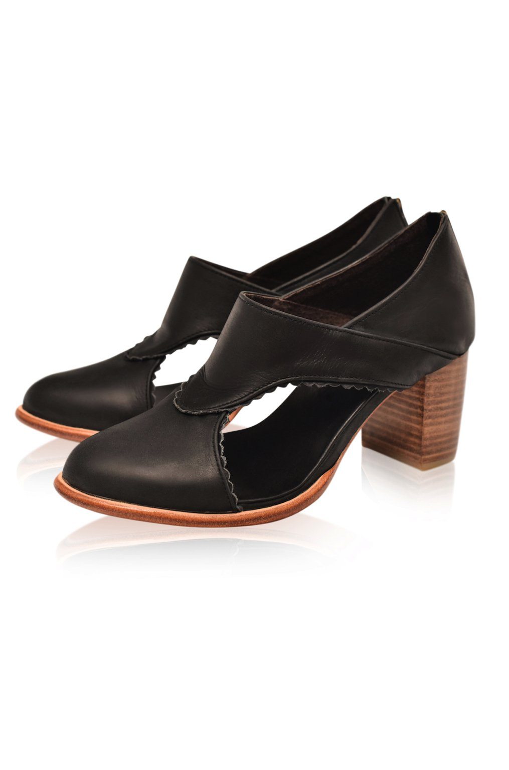 Rain Kiss Leather Heel Booties (Sz. 11)-1