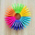 Rainbow stacking toy puzzle building blocks in colorful plastic pieces for children