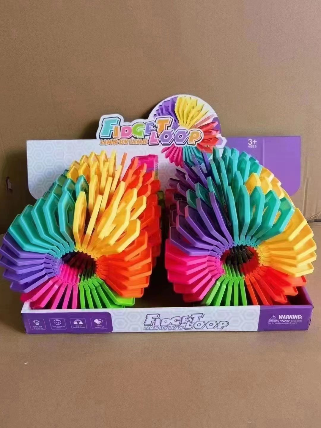 Rainbow stacking toy puzzle building blocks in colorful plastic pieces for children — view 2