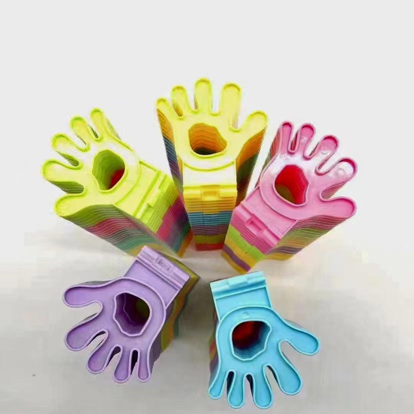 Rainbow stacking toy puzzle building blocks in colorful plastic pieces for children — view 5
