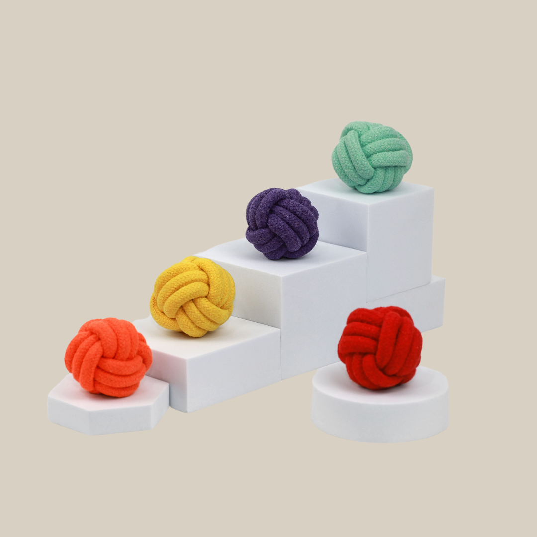 Petite Pup Rainbow Rope Ball Set-1