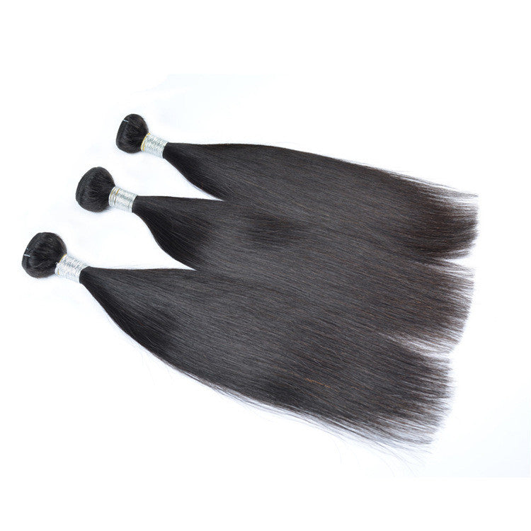 Real human hair straight wig bundle, featuring sleek natural dark locks and customizable bangs. — view 2
