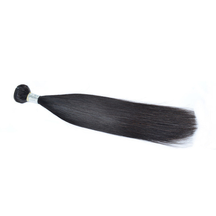 Real human hair straight wig bundle, featuring sleek natural dark locks and customizable bangs. — view 5