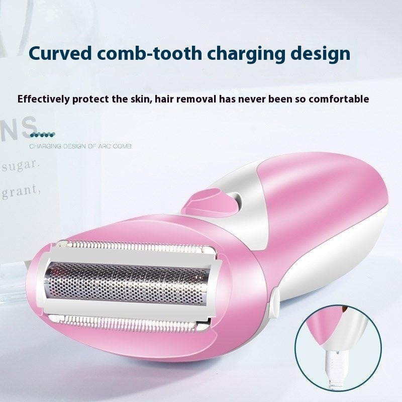 Rechargeable electric body shaver in pink or purple, designed for painless hair removal and grooming. — view 2