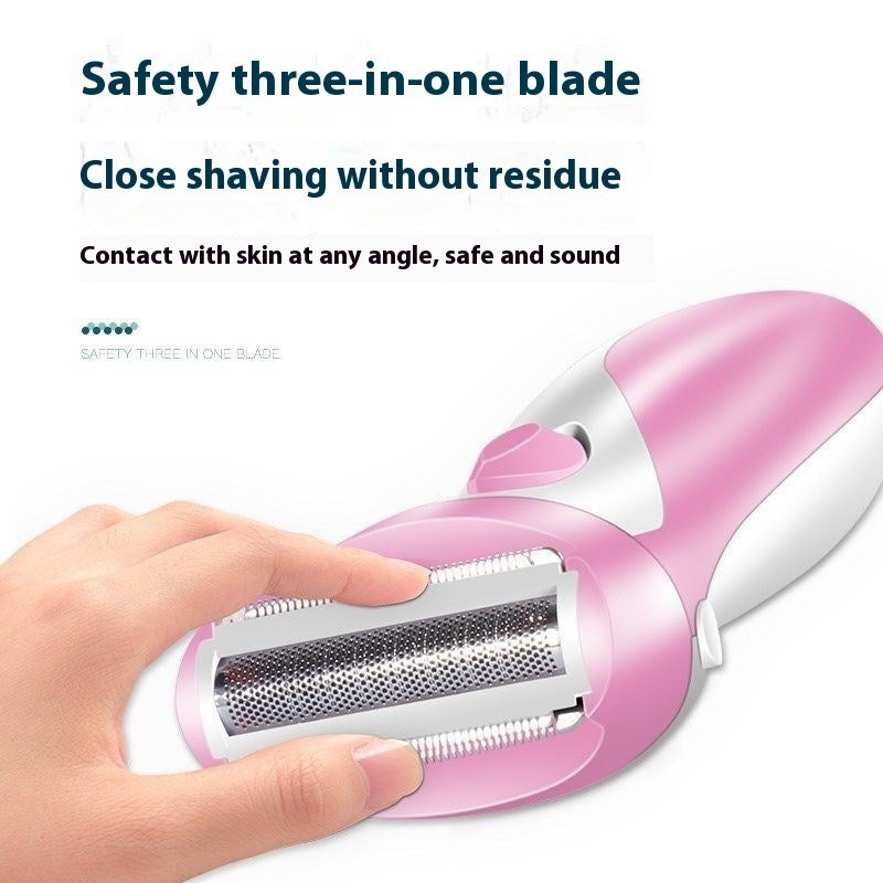 Rechargeable electric body shaver in pink or purple, designed for painless hair removal and grooming. — view 3