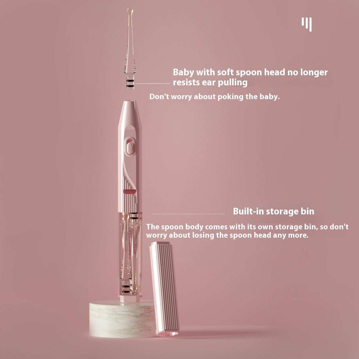 Rechargeable luminous ear cleaning tool with soft interchangeable tips and compact storage box — view 2