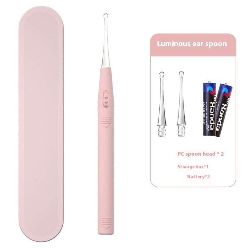 Rechargeable luminous ear cleaning tool with soft interchangeable tips and compact storage box — view 3