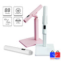 Rechargeable mini UV LED nail lamp with USB charger, stand, and silicone heads.