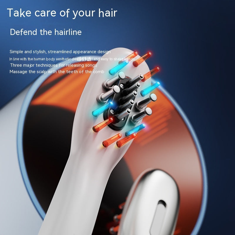 Electric red light hair growth comb and scalp massager with ergonomic design and adjustable gears — view 5