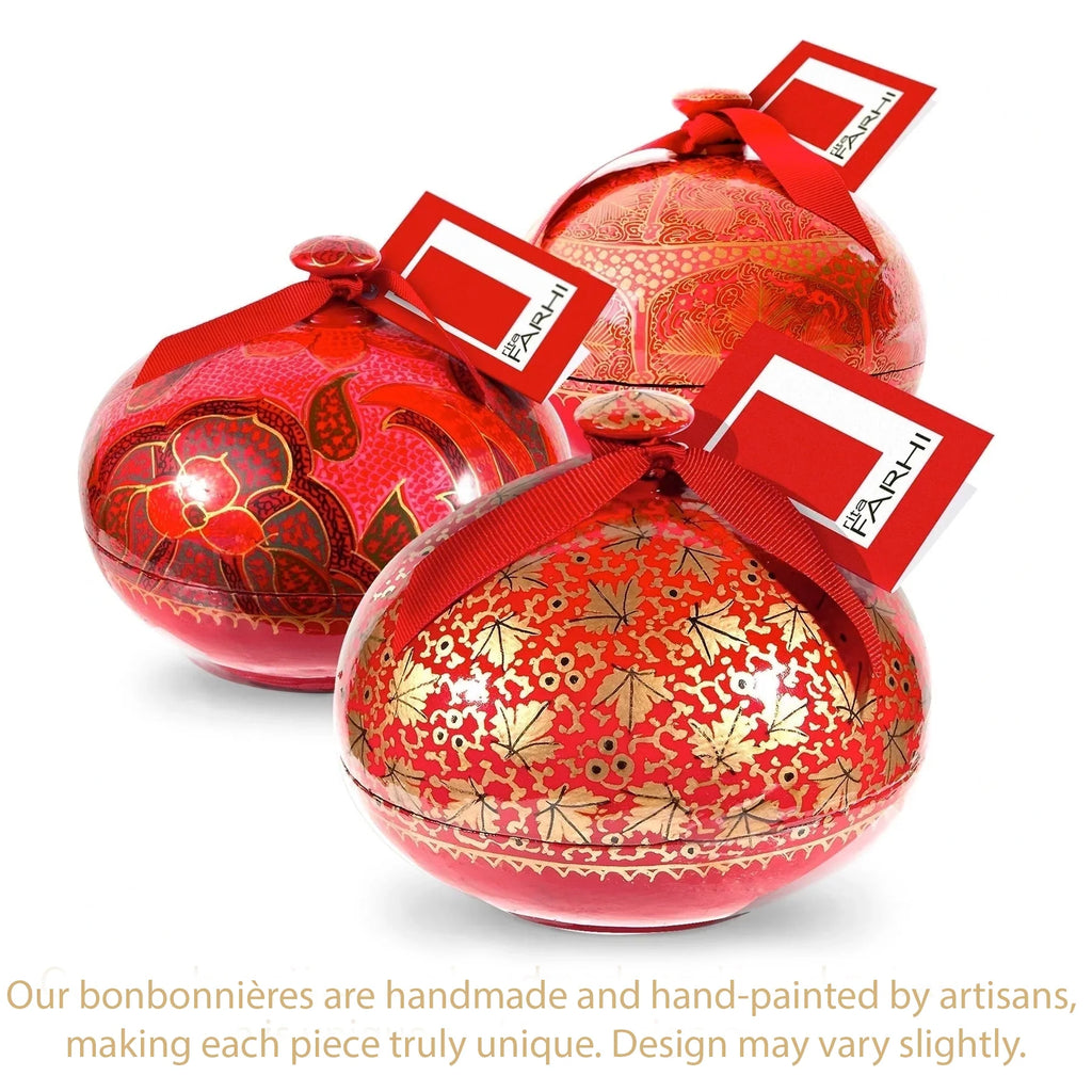 Hand-painted papier-mâché bonbonnière filled with milk and dark chocolate-coated Brazil nuts — view 5