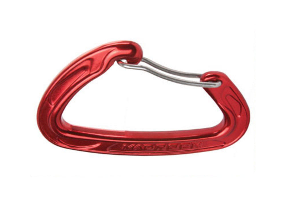 Red heavy-duty aluminum climbing and hammock carabiner clip with a wide gate opening. — view 2