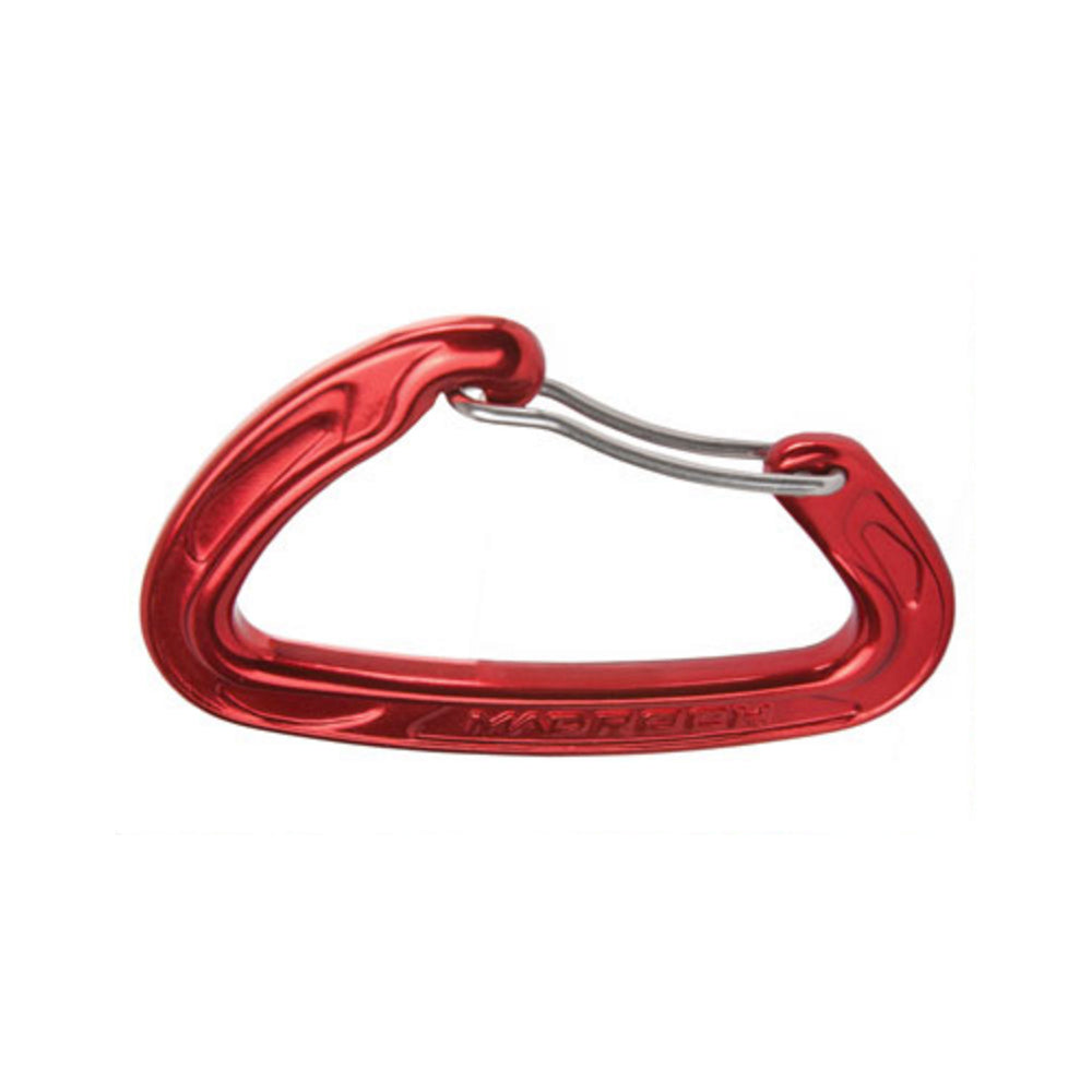 Red heavy-duty aluminum climbing and hammock carabiner clip with a wide gate opening. — view 3
