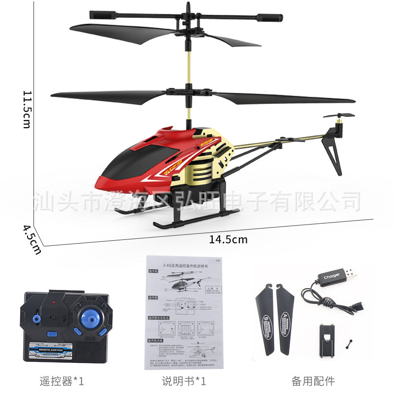 Alloy remote control helicopter toy with handle controller featuring a durable metal frame for flight — view 4