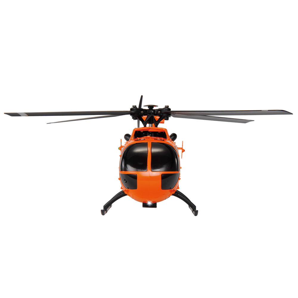 Orange and gray BO105 model remote control helicopter with remote and battery accessories — view 5