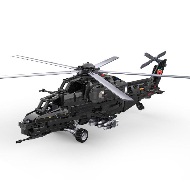 Large 989-piece remote control helicopter building block set with realistic propellers and missile launchers — view 2