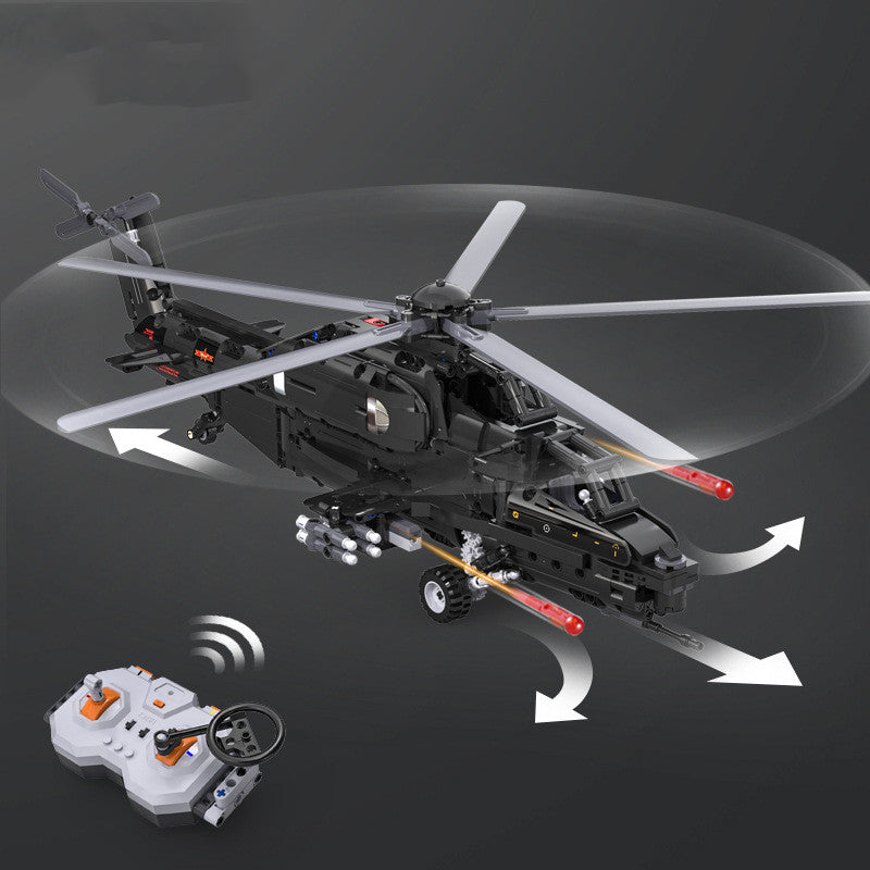 Large 989-piece remote control helicopter building block set with realistic propellers and missile launchers — view 3