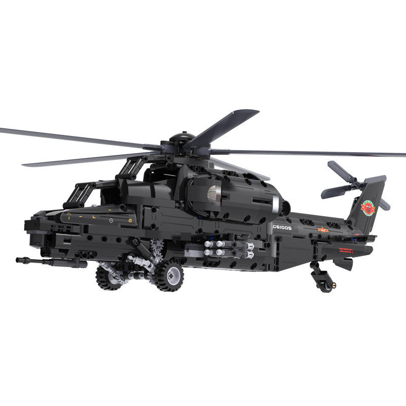 Large 989-piece remote control helicopter building block set with realistic propellers and missile launchers — view 4