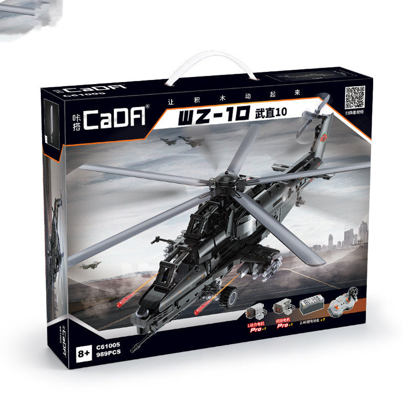 Large 989-piece remote control helicopter building block set with realistic propellers and missile launchers — view 5