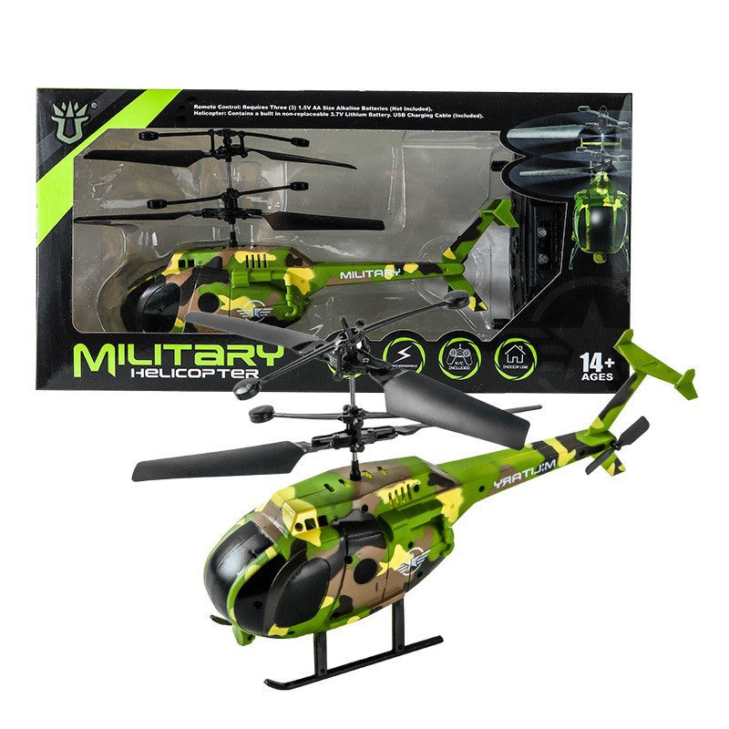 Kids remote control helicopter toy in colorful durable plastic with its infrared remote controller device — view 2