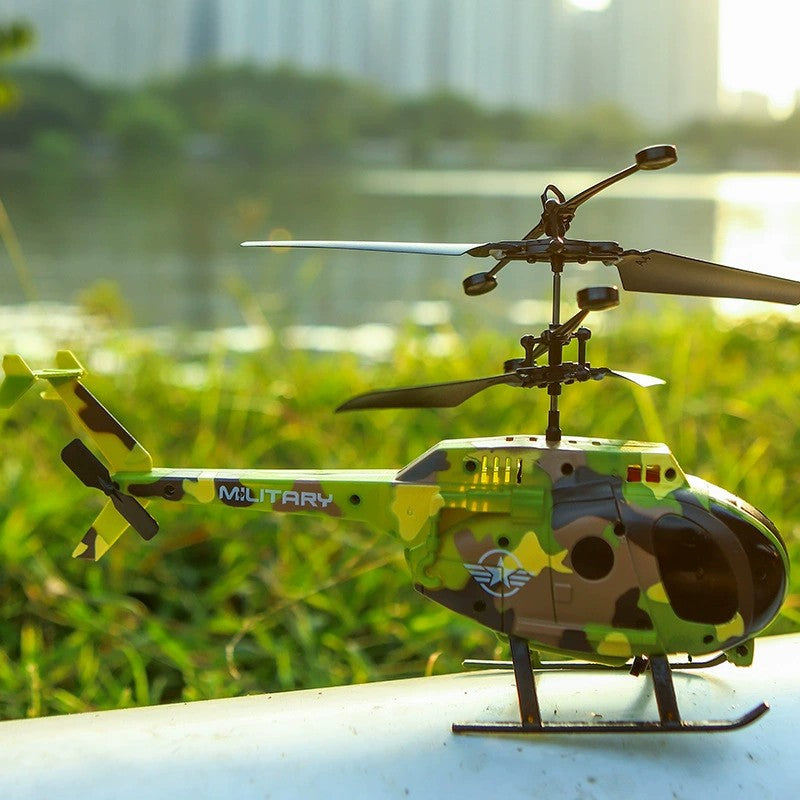 Kids remote control helicopter toy in colorful durable plastic with its infrared remote controller device — view 4