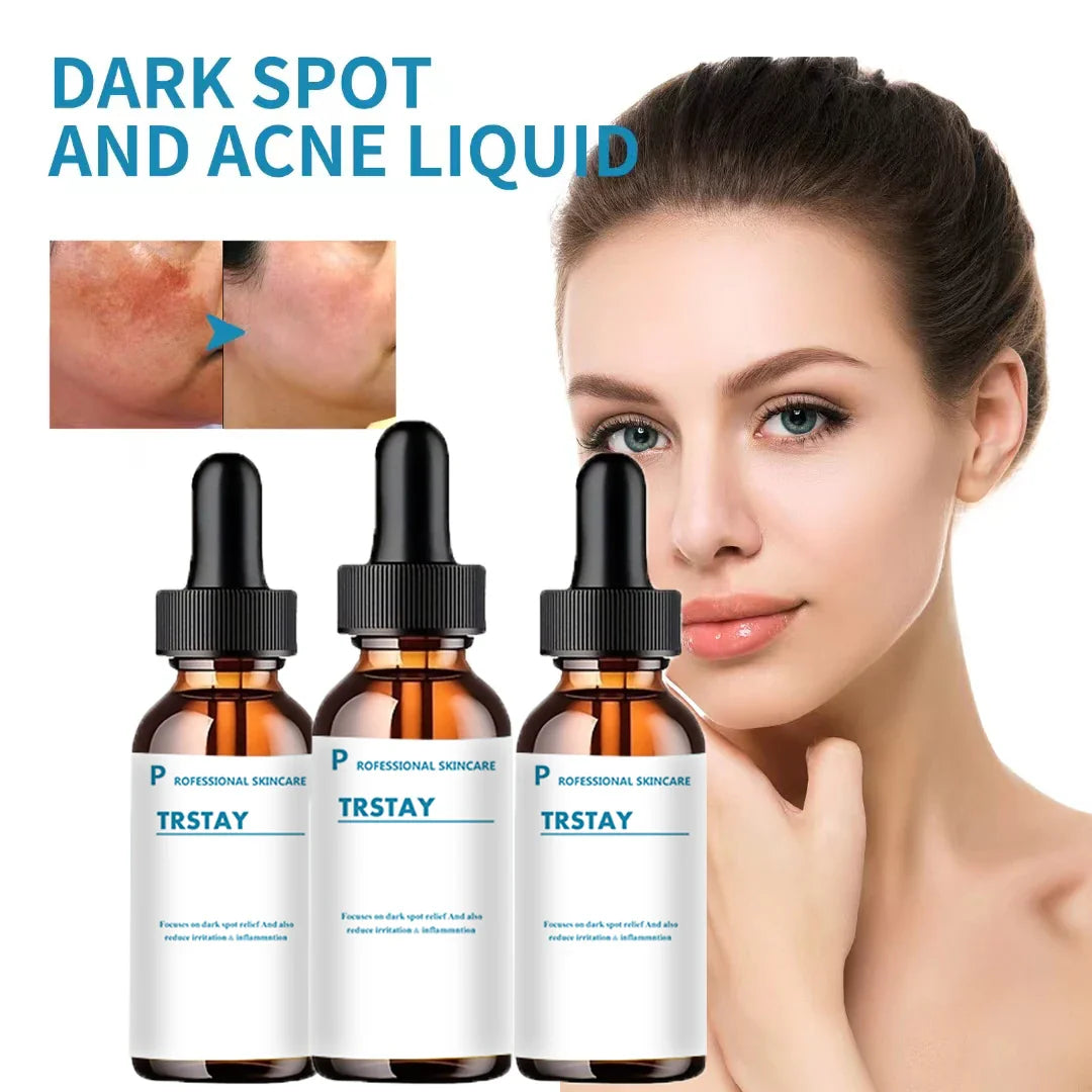 Glass dropper bottle of retinol anti-wrinkle facial serum with vitamin C for bright skin