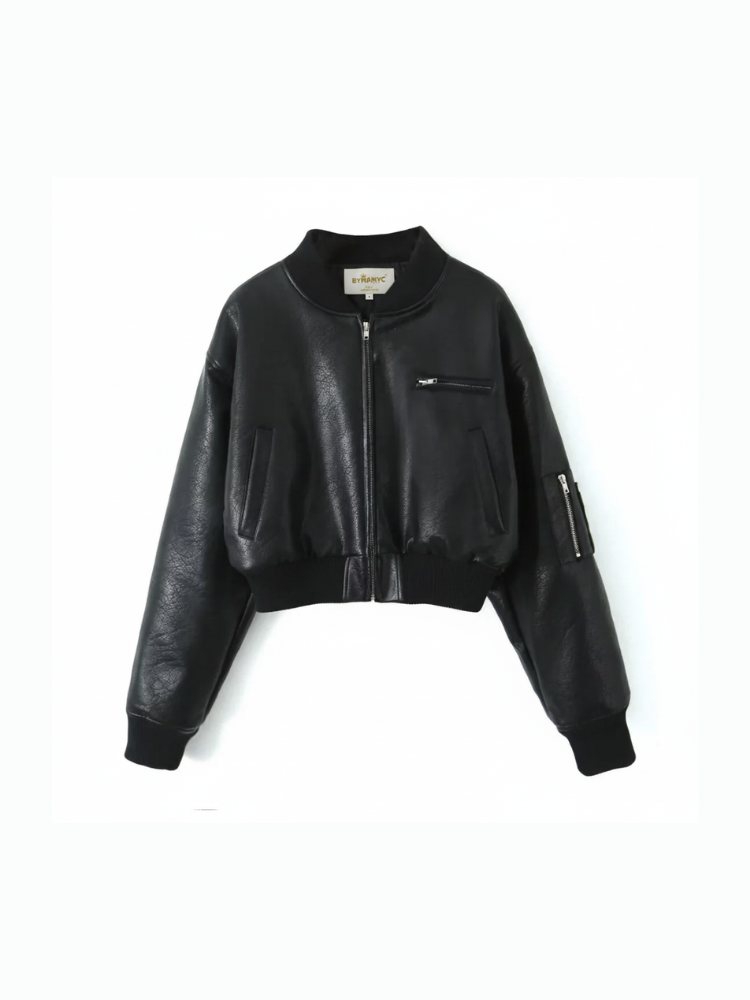 Women's Tribeca retro zipper jacket with stand collar and a loose comfortable fit — view 3