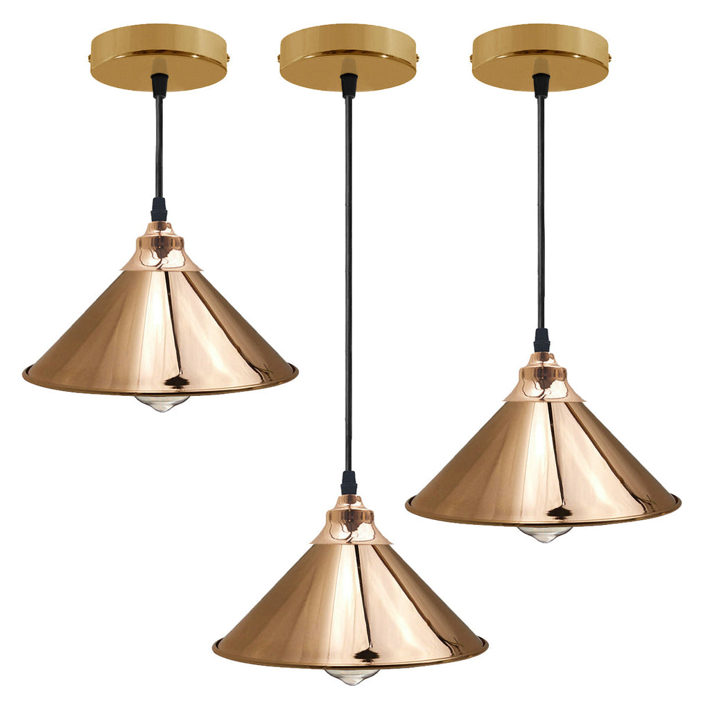 French gold dome pendant light with adjustable black cable and metal ceiling rose plate. — view 2