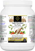 Super chocolatey rice protein powder in a 500g eco-friendly tub for muscle recovery and wellness