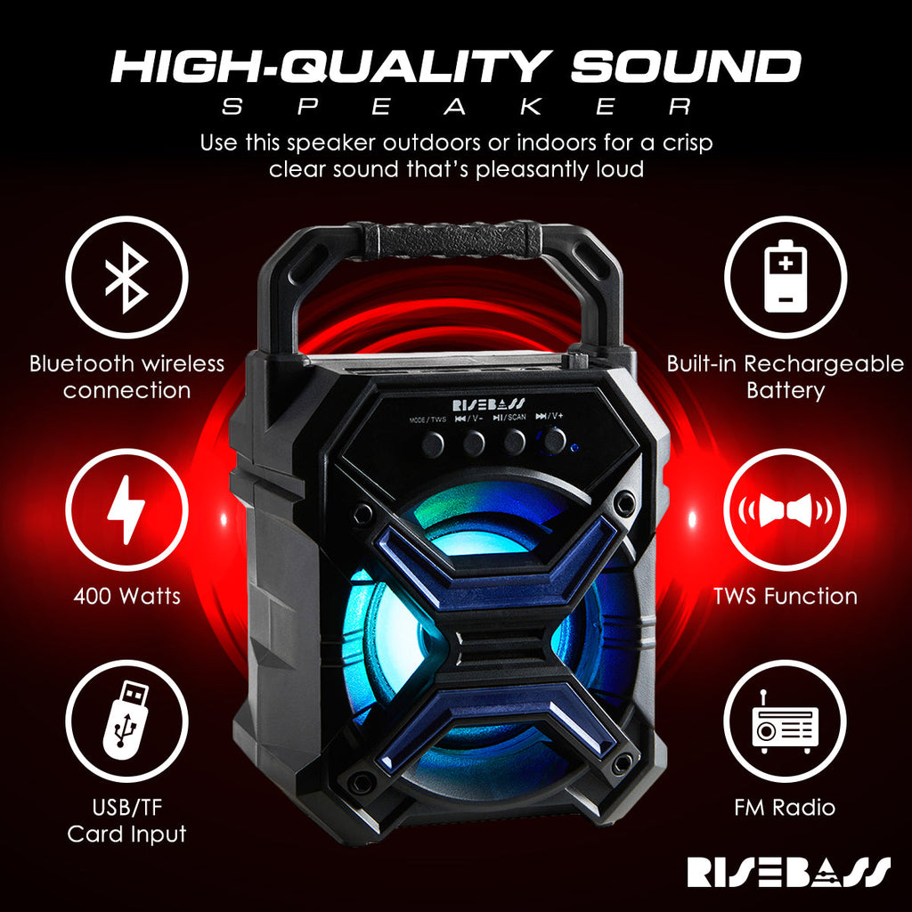 7-inch portable wireless Bluetooth speaker with vibrant LED lights and compact casing — view 2