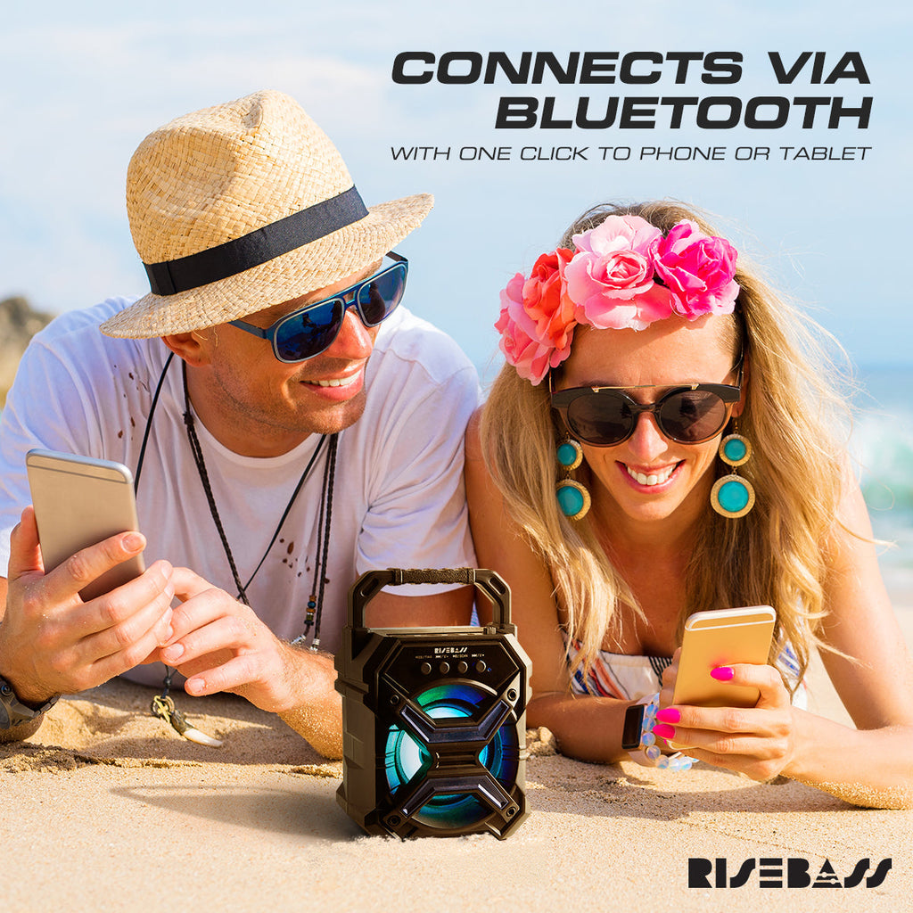 7-inch portable wireless bluetooth speaker with LED lights compact rectangular party audio device — view 3