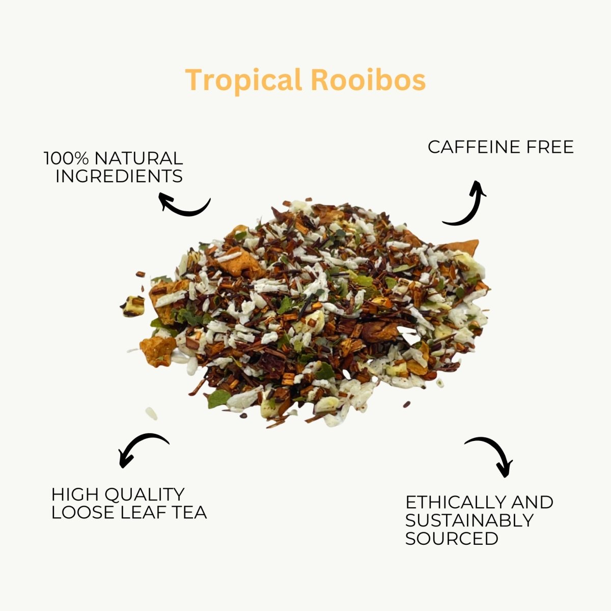 Tropical rooibos loose leaf tea blend with dried pineapple, coconut, and vanilla pieces — view 3