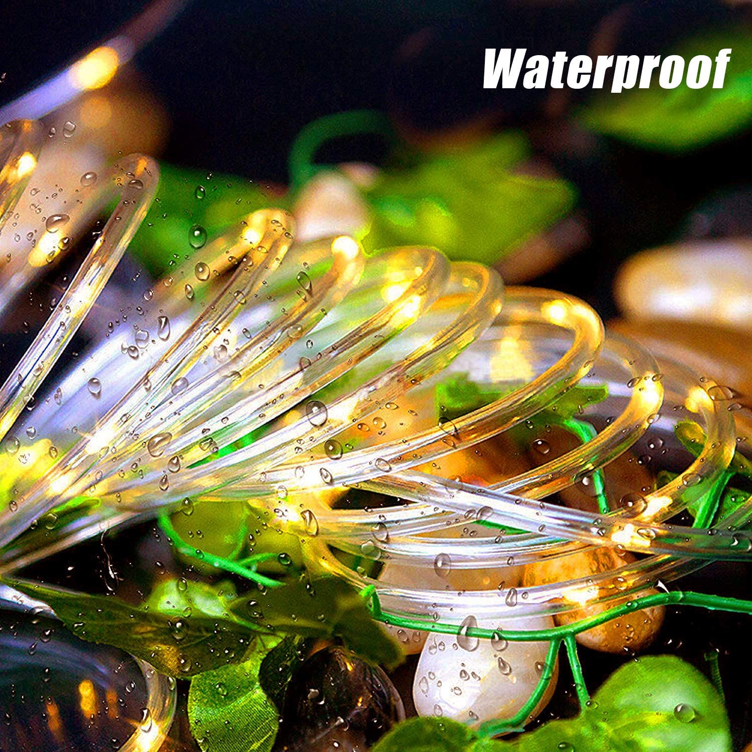 65.6FT flexible LED rope fairy string lights with wireless remote controller and waterproof tubing — view 3