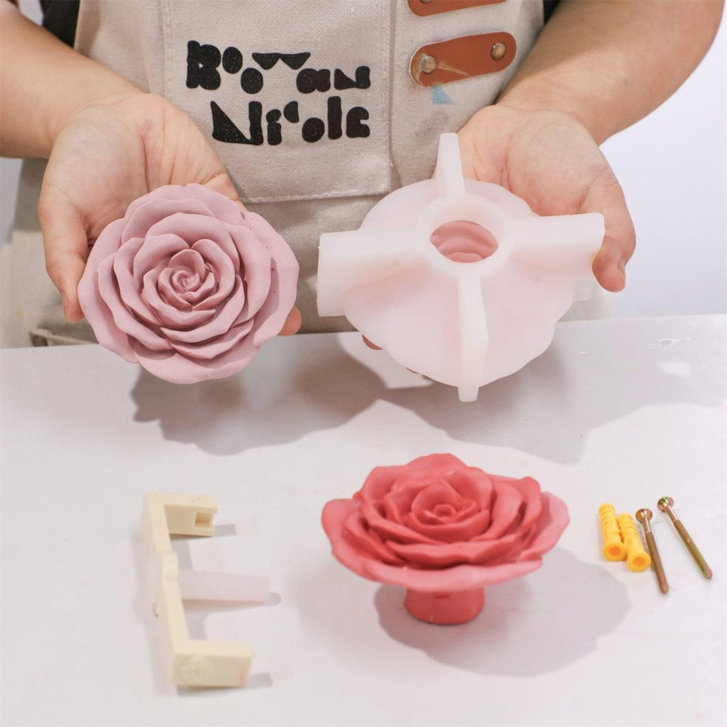 Rose coat hook silicone mold in lightweight material for crafting beautiful textured floral wall decor — view 2