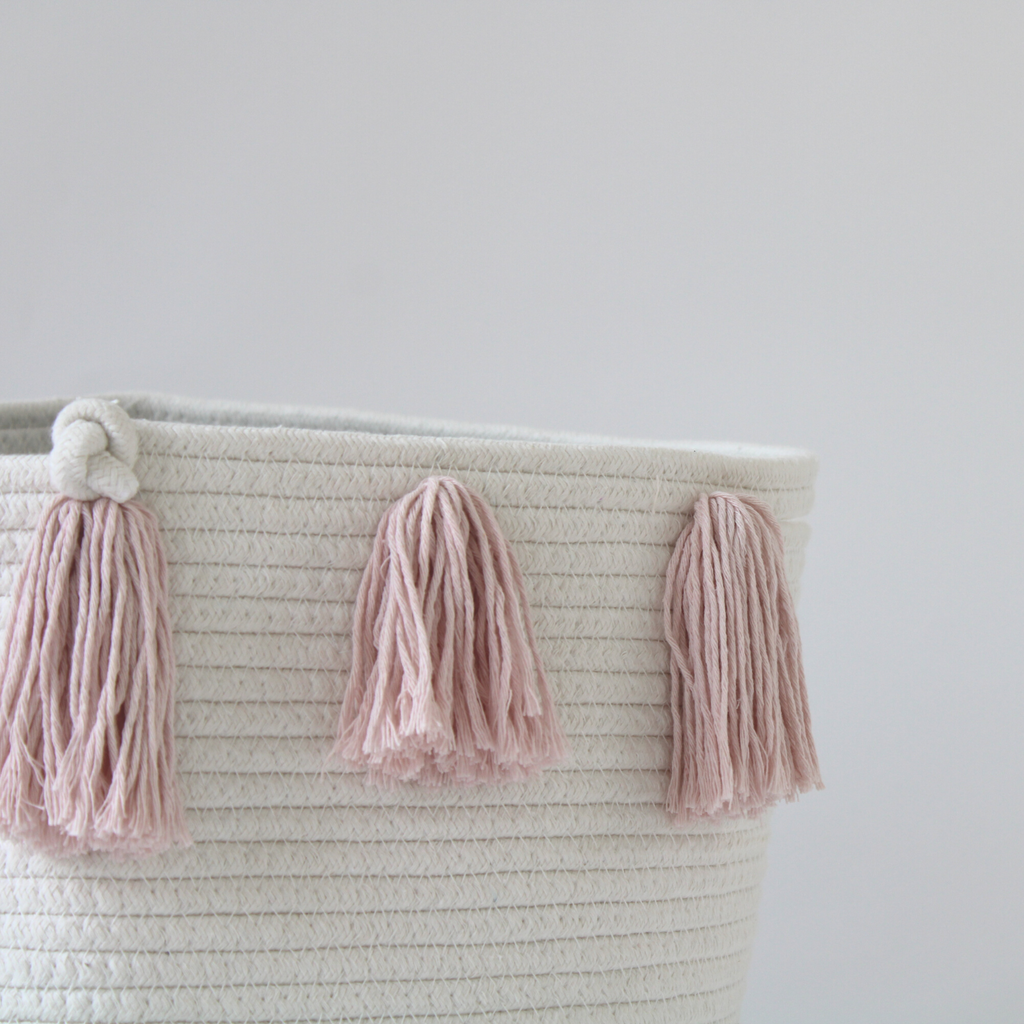 Rose Pink Tassel Basket - Large-1