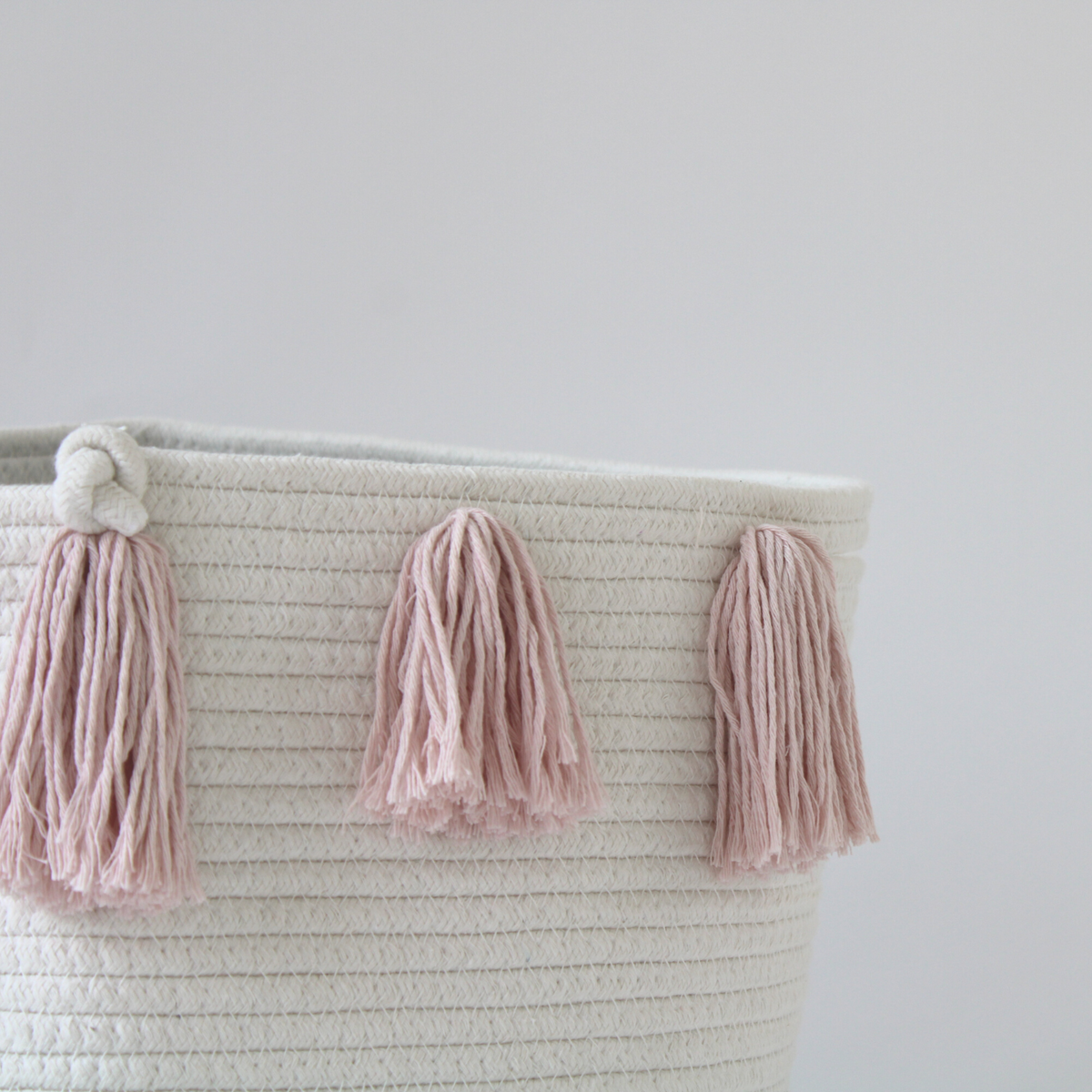 Rose Pink Tassel Basket - Large-1