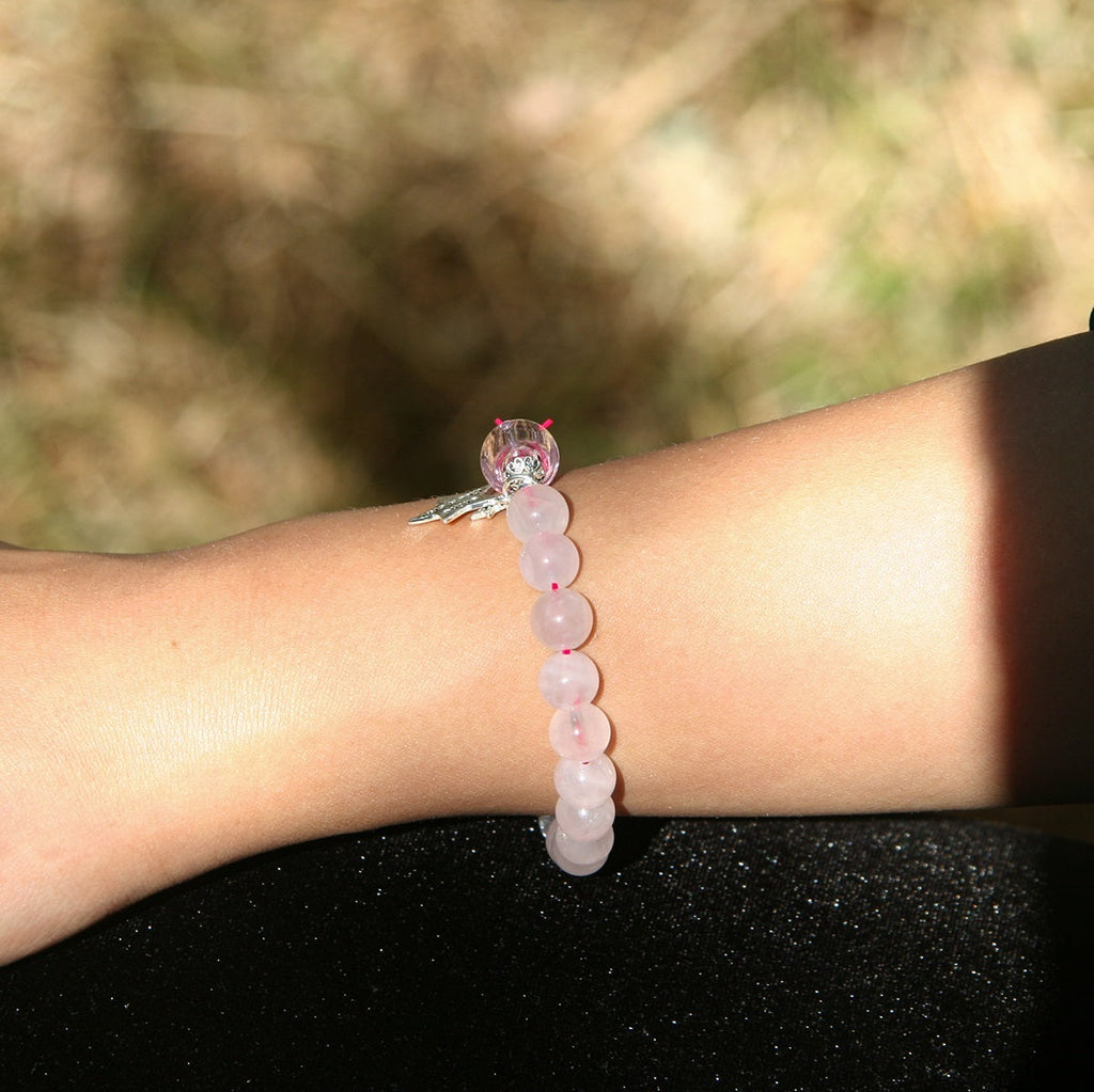 Sterling Silver Crystal Aroma Bracelet - Rose Quartz | Energy & Healing | Diffuser Jewellery-1